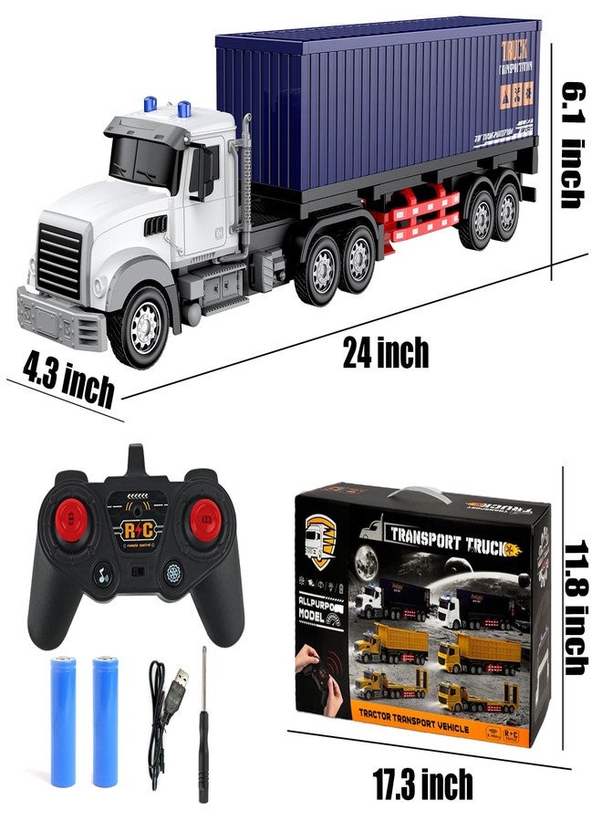 CALEST Remote Control Semi Truck with Trailer -24 Inch Semi Truck Toy for Kids,1:24 Container Truck with LED Lights & Music, Great Gift for Boys Girls - Image 4